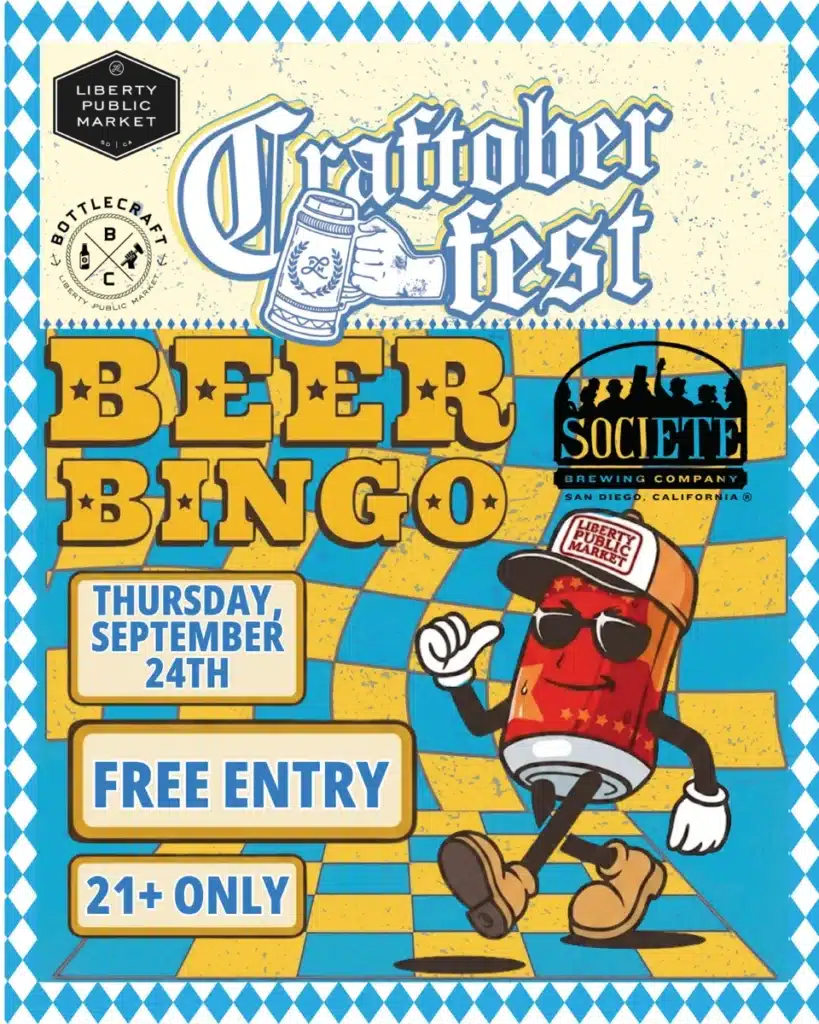 Beer Bingo with Societe Brewing on Thursday September 24. Free entry, ages 21 and over.