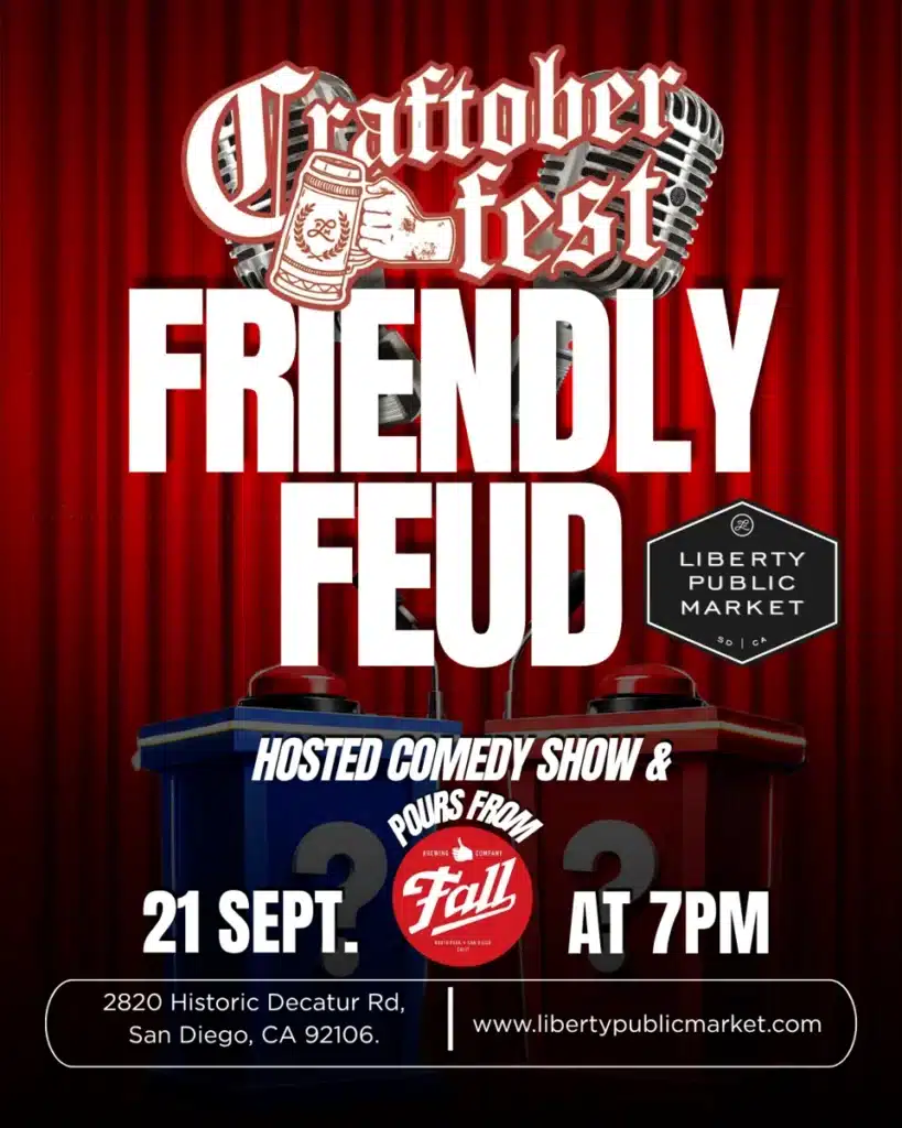 Craftoberfest Friendly Feud with Fall Brewing, September 21 at 7 PM at Liberty Public Market.